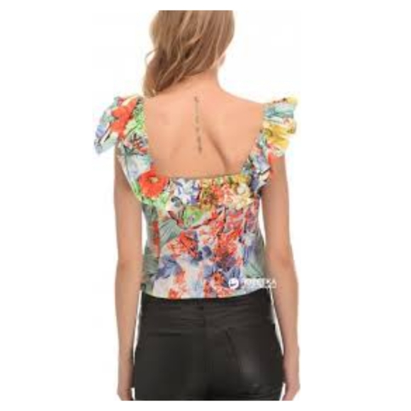 Zara Tropical Print Ruffle Top - Picture 4 of 5